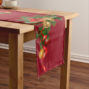 Christmas tree and ornamentation short table runner