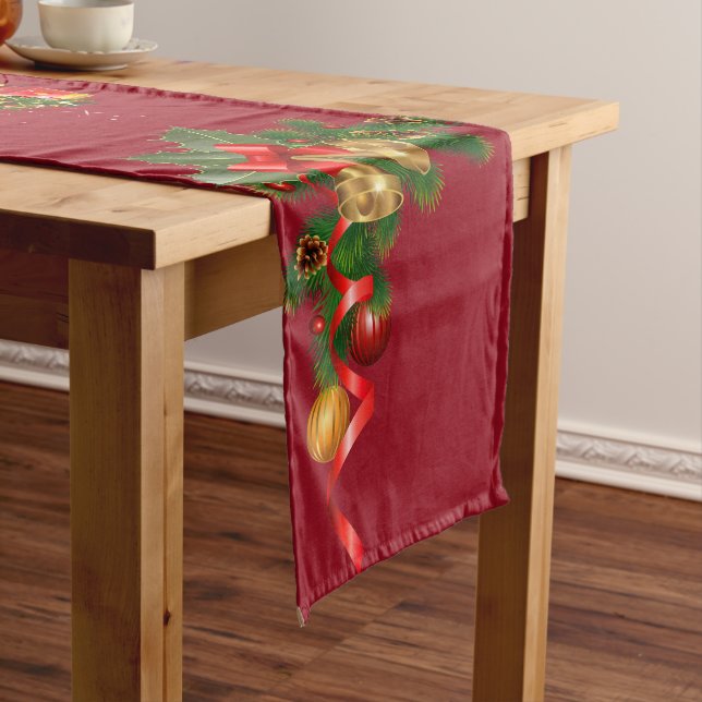 Christmas tree and ornamentation short table runner (In Situ)