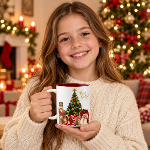 Christmas Tree and Presents Two-Tone Coffee Mug