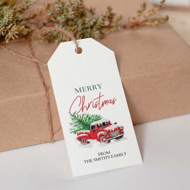 Christmas Tree And Red Truck Favour Gift Tag (Creator Uploaded)