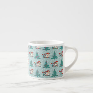 Christmas tree and santa claus espresso cup