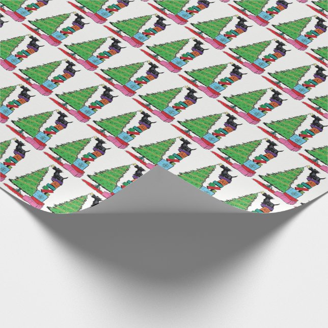 Christmas Tree and Scottish Terrier Wrapping Paper (Corner)