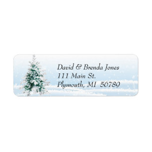 Christmas tree and Snow Mailing Label