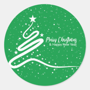 Christmas Tree and Snowfall Classic Sticker 