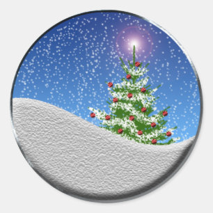 Christmas Tree And Snowfall Holiday Sticker