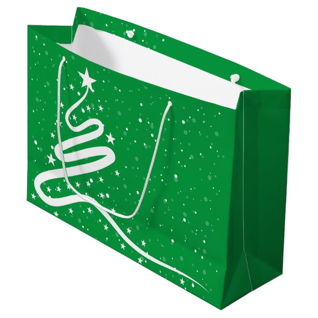 Christmas Tree and Snowfall  Large Gift Bag (Front Angled)