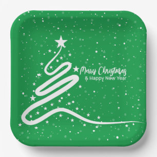 Christmas Tree and Snowfall Paper Plates