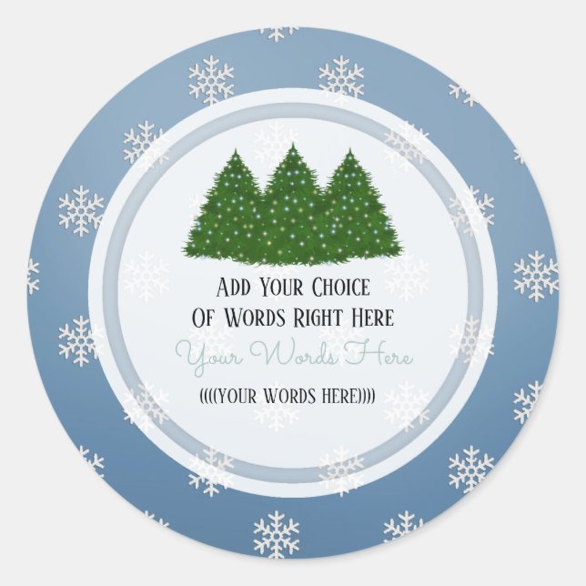Christmas Tree And Snowflake Classic Round Sticker (Front)