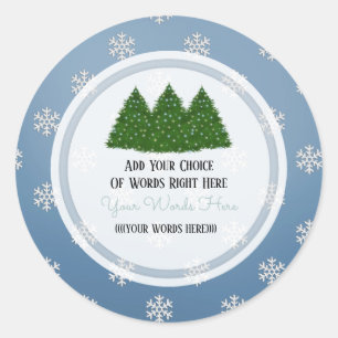 Christmas Tree And Snowflake Classic Round Sticker