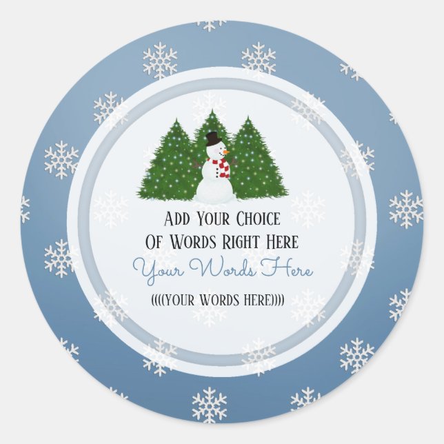 Christmas Tree And Snowflake Classic Round Sticker (Front)