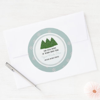 Christmas Tree And Snowflake Classic Round Sticker