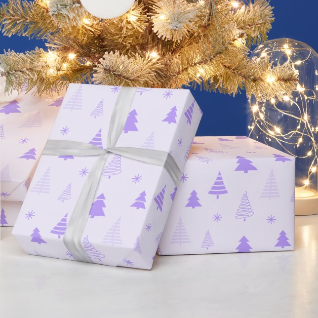 Christmas Tree  and Snowflakes Modern Christmas Wrapping Paper (Holidays)