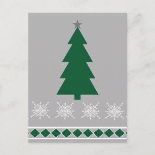 Christmas Tree and Snowflakes Pattern, Postcard
