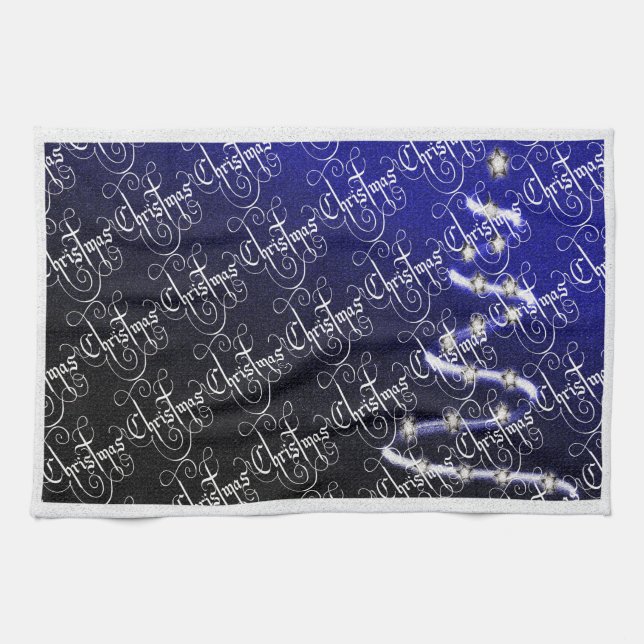 Christmas Tree and Stars - Kitchen Towel (Horizontal)