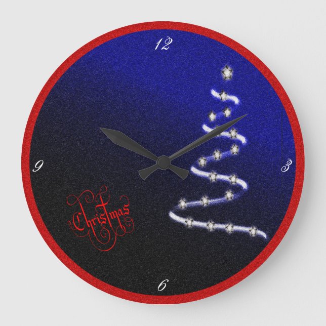 Christmas Tree and Stars - Large Clock (Front)