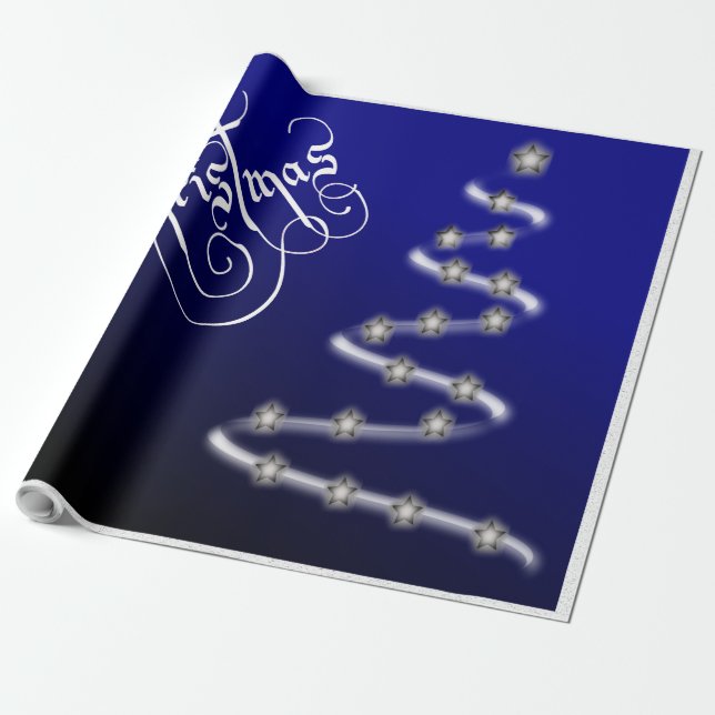 Christmas Tree and Stars - Wrapping Paper (Unrolled)