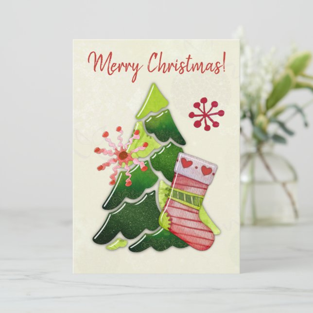 Christmas Tree and Stocking Whimsey Card (Standing Front)