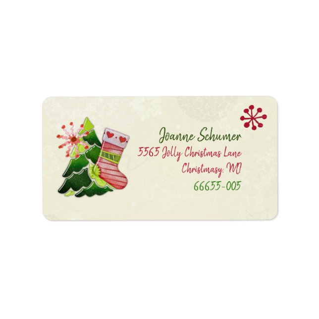 Christmas Tree and Stocking Whimsey Label (Front)