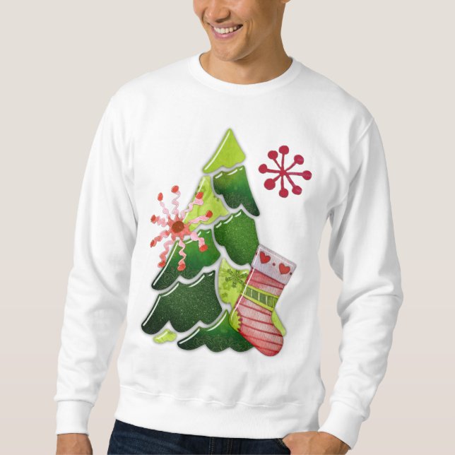 Christmas Tree and Stocking Whimsey Sweatshirt (Front)