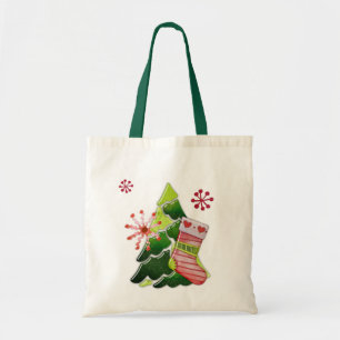 Christmas Tree and Stocking Whimsey Tote Bag