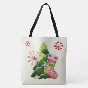 Christmas Tree and Stocking Whimsey Tote Bag