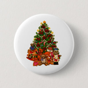 Christmas Tree and Teddy Bears 2 Inch Round Button