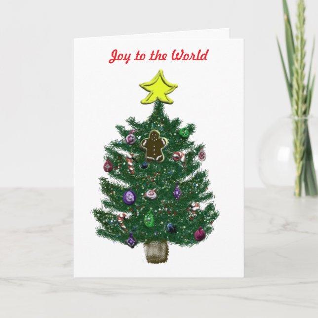 Christmas Tree and Yellow Star Gingerbread Holiday Card (Front)