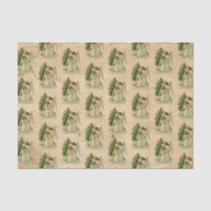 Christmas Tree Angels Antique Victorian Parchment Tissue Paper