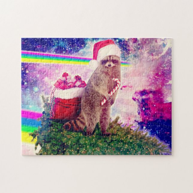 Christmas Tree Astro Raccoon Jigsaw Puzzle (Horizontal)