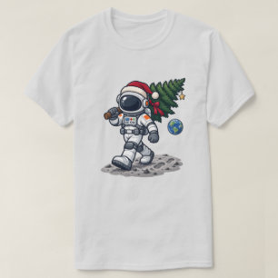 Christmas Tree Astronaut on the Moon T-Shirt