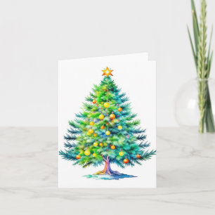 Christmas Tree B - Watercolors & Pen Card