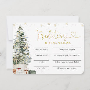 Christmas Tree Baby Shower Predictions Card