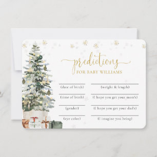 Christmas Tree Baby Shower Predictions Card