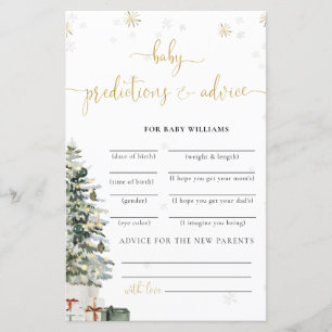 Christmas Tree Baby Shower Predictions Card