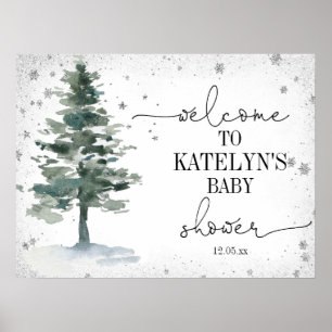 Christmas Tree Baby Shower Welcome Sign