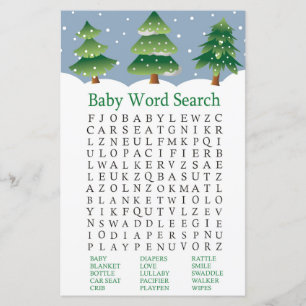 Christmas tree Baby Shower Word Search Game
