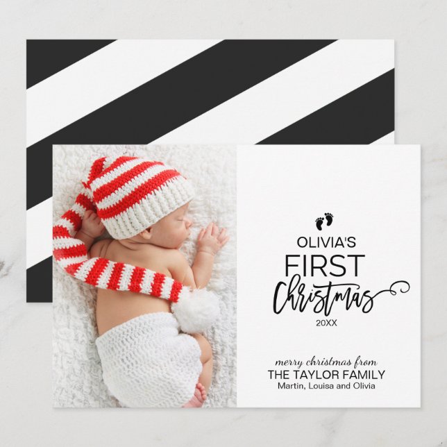 Christmas Tree Baby's First Christmas Photo Holiday Card (Front/Back)
