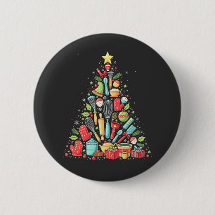 Christmas Tree Baking Chef Cook Xmas 2 Inch Round Button
