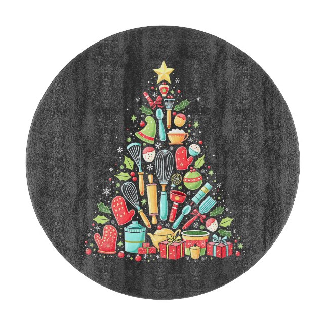 Christmas Tree Baking Chef Cook Xmas  Cutting Board (Front)
