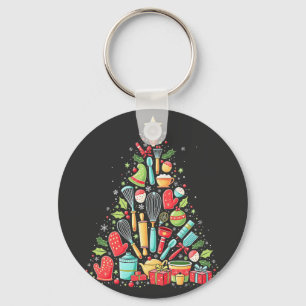 Christmas Tree Baking Chef Cook Xmas Keychain