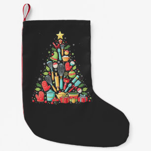 Christmas Tree Baking Chef Cook Xmas  Small Christmas Stocking