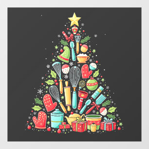 Christmas Tree Baking Chef Cook Xmas Window Cling
