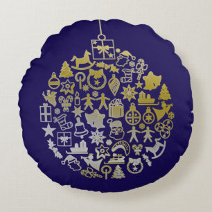 Christmas Tree Ball Ornament + your ideas Round Pillow