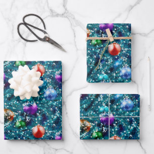 Christmas Tree Balls Pattern Wrapping Paper Sheet