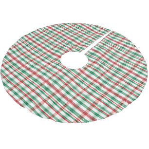 Christmas Tree Base Cover Traditional Red Green Brushed Polyester Tree Skirt