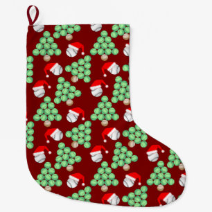 Christmas Tree Baseball Santa Hats Large Christmas Stocking