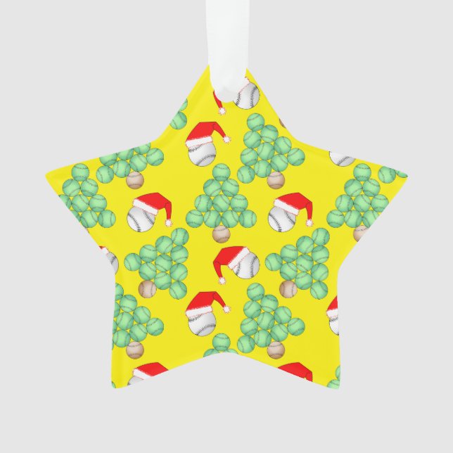 Christmas Tree Baseball Santa Hats Ornament (Front)