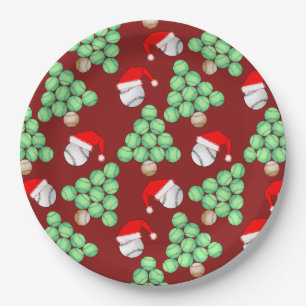 Christmas Tree Baseball Santa Hats Paper Plate