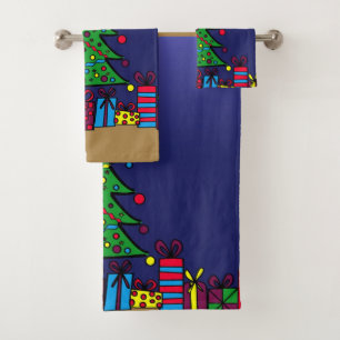 Christmas tree bath towel set