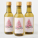 Christmas Tree Baubles Mini Wine Bottle Labels<br><div class="desc">Easily customize mini wine labels and make it 100% your own. Perfect for a holiday party gift for family, friends or corporate business. A gorgeous pretty tree and festive baubles, hand-painted in soft shades of cottage chic pink. This simplistic stationery, is modern elegant and classy, with a vintage/shabby traditional touch....</div>